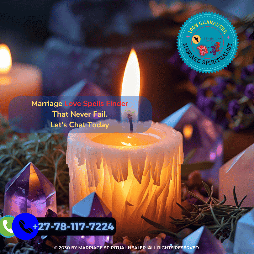 A flickering candle flame surrounded by crystals and herbs, part of a mystical spell work setup. (3)