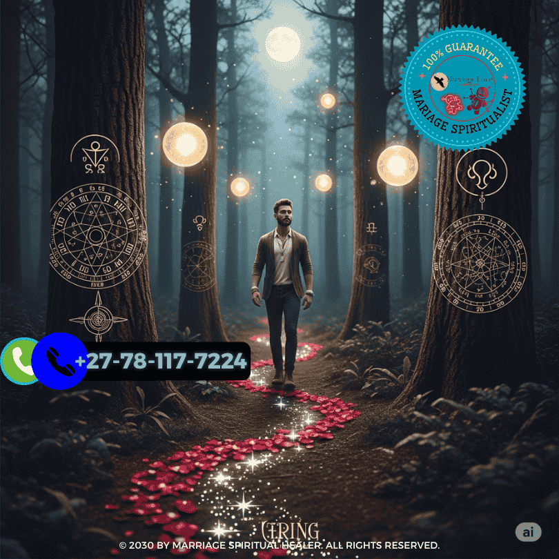 A mysterious, enchanting image of a journey through the depths of love spells and astrology, guided by Doctor Bula Moyos wisdom.