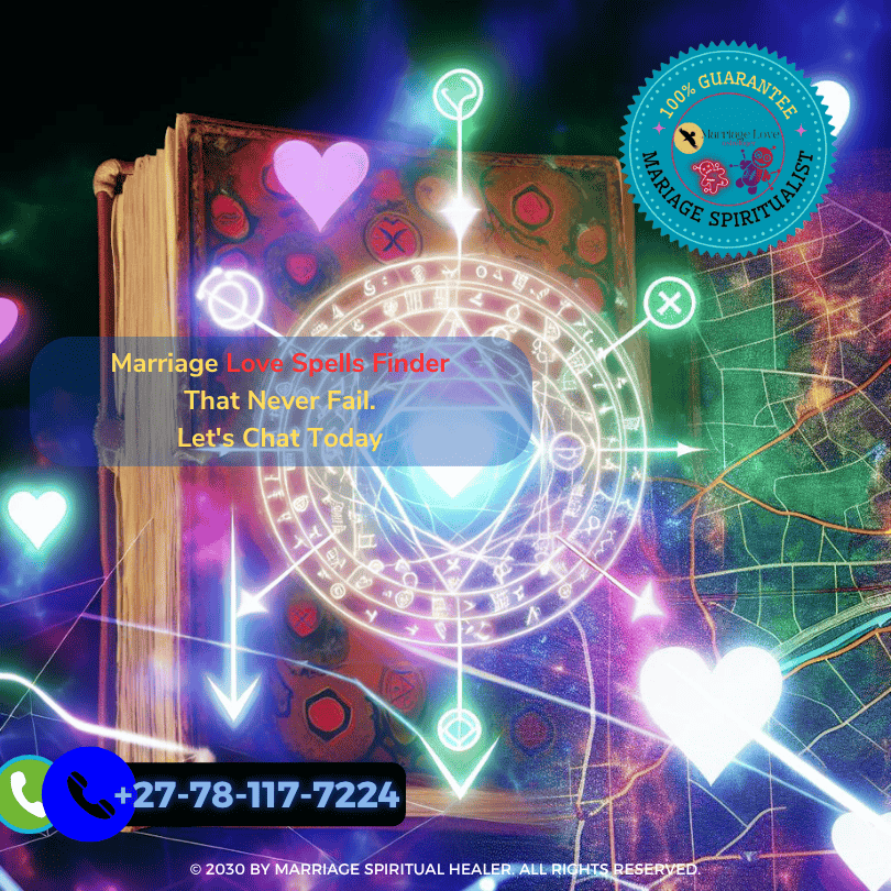 A mystical image of a glowing spell book with intricate symbols and a map of Washington overlaying it, surrounded by shimmering hearts and arrows.