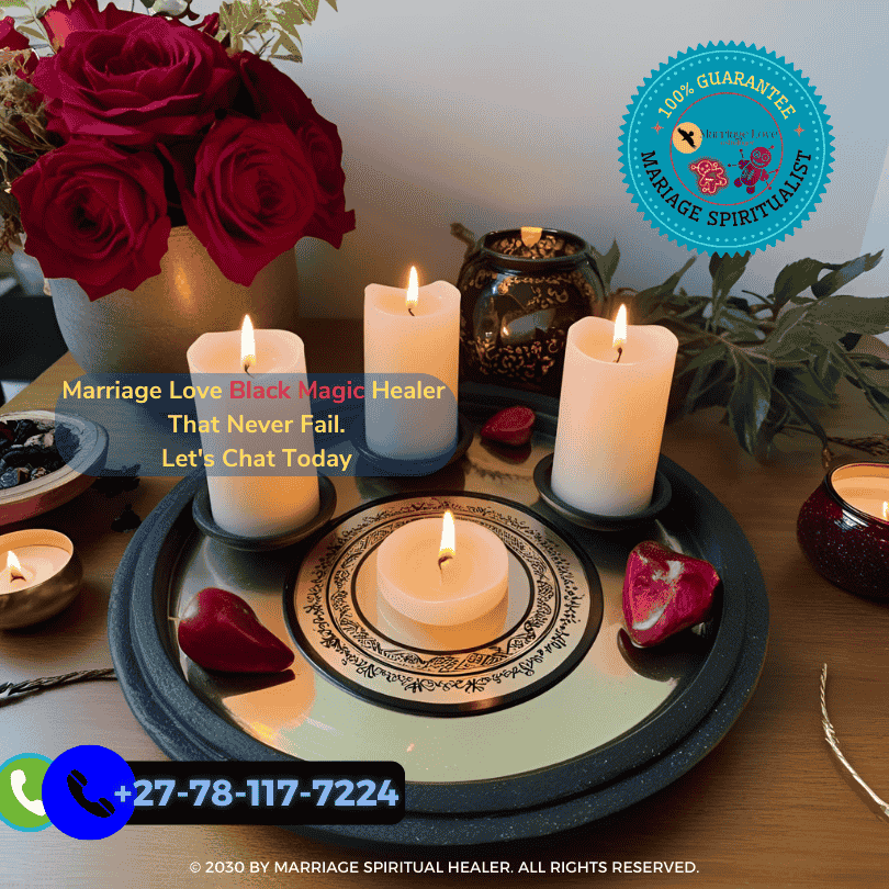 Candle altar with protective circle for love enchantments