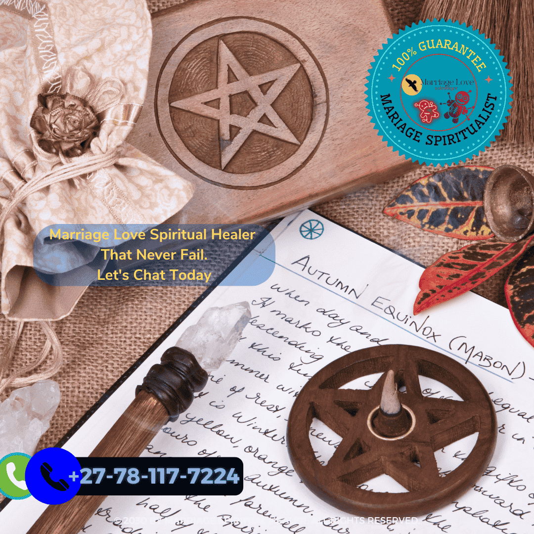 Image captures a Wiccan practitioner performing a love spell, with a lit candle, herbs, and a ritual circle in a serene outdoor setting. (1)