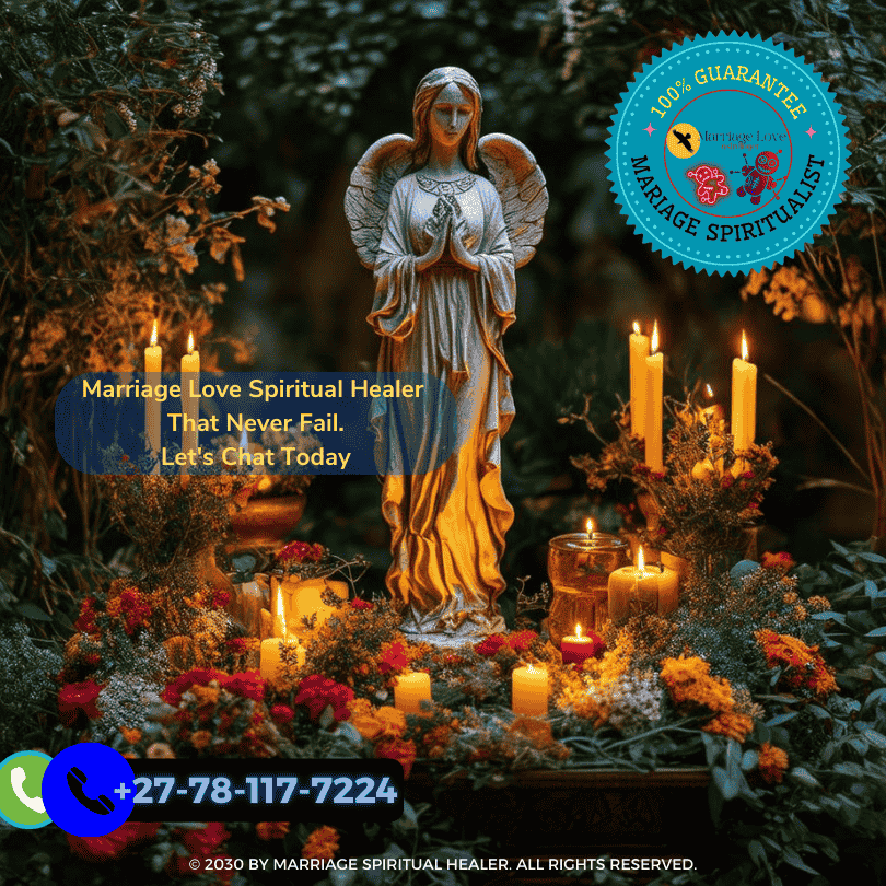 The image depicts a serene, mystical garden at twilight, where the sky is a mesmerizing blend of deep purples and soft pinks, casting an enchanting glow over the landscape.