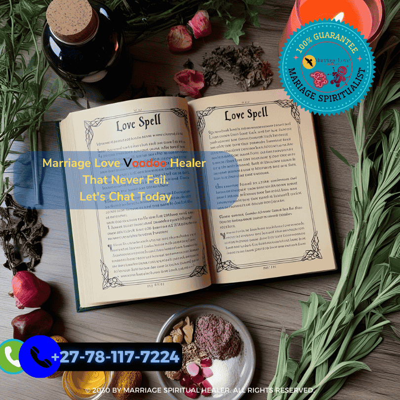 Wiccan spell book open beside love spell ingredients Wiccan spell book open beside love spell ingredients