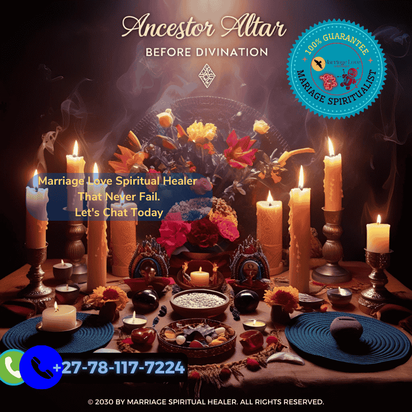 Ancestor altar setup used before a divination session