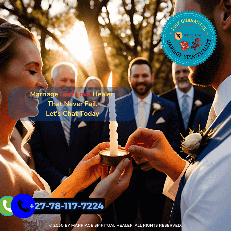 Couple lighting a unity marriage candle during ritual.