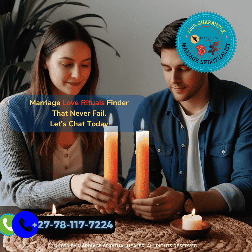 Couple performing a candle reconciliation ritual at home