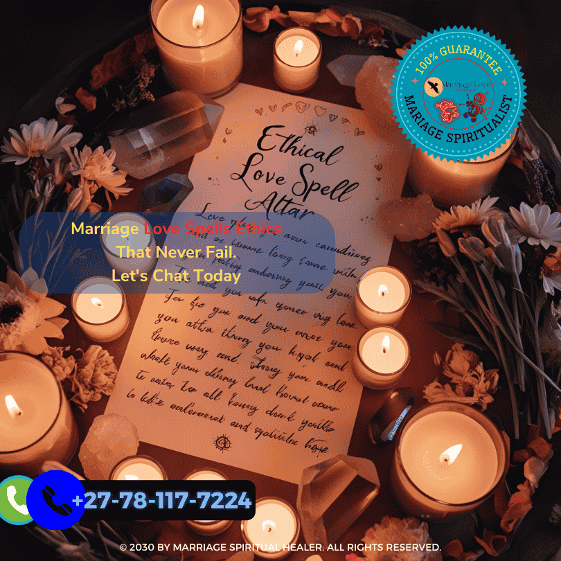 Ethical love spell altar with candles and affirmations