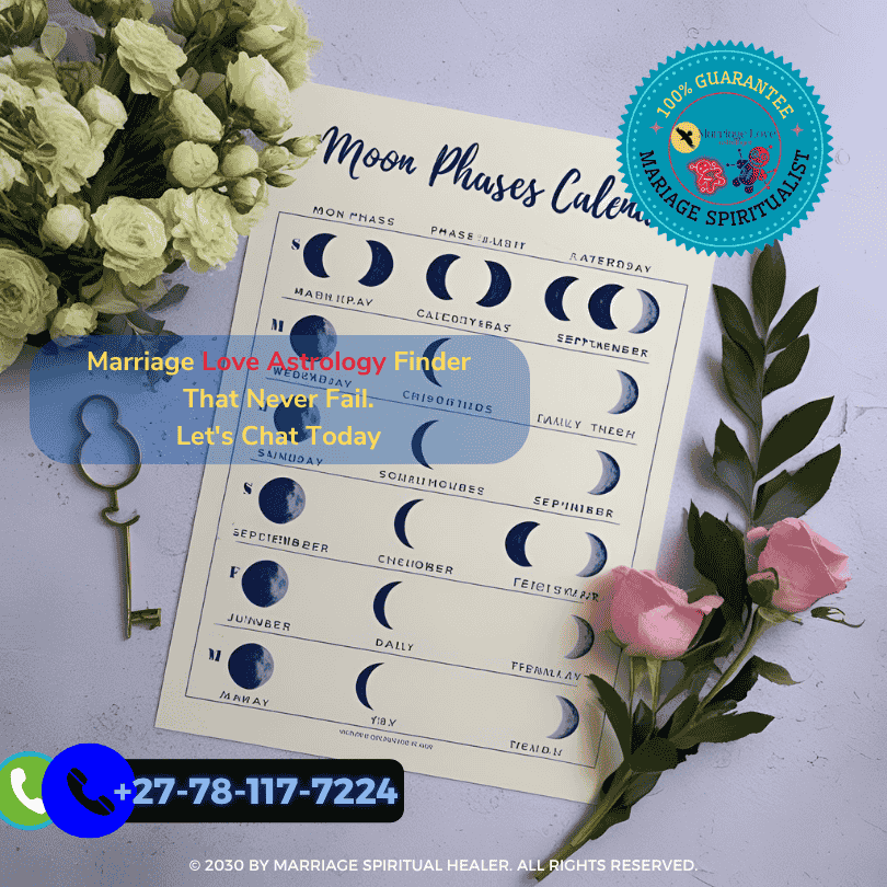 Moon phases calendar used for monthly love planning