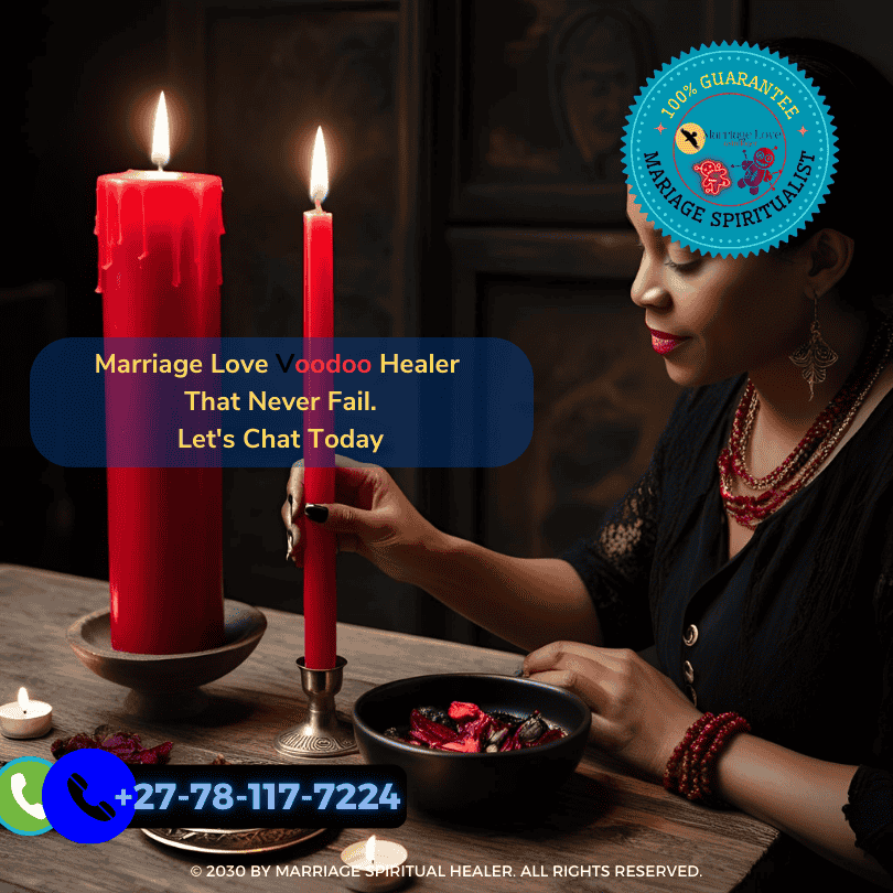 Practitioner lighting red candle for voodoo marriage spell