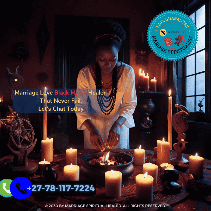 Practitioner preparing for black magic love ceremony