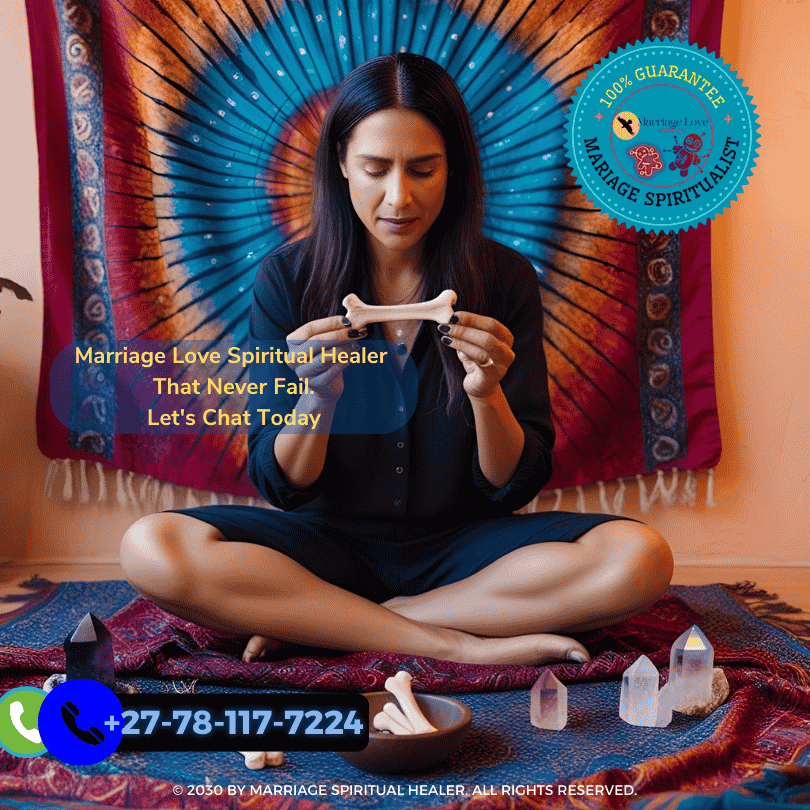 Spiritual practitioner casting bones for love divination