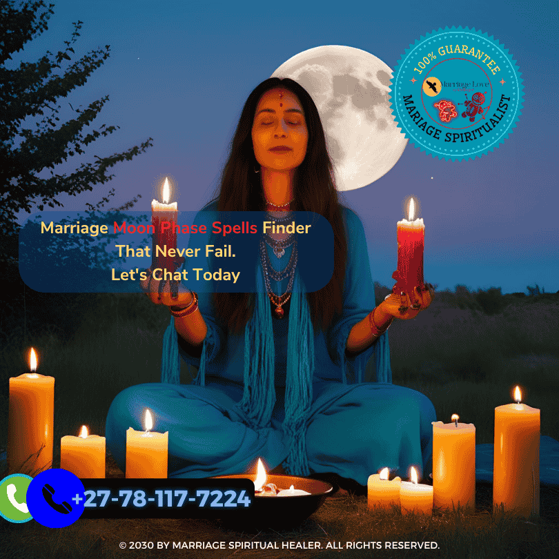 Witch performing a full moon love ritual outdoors with candles