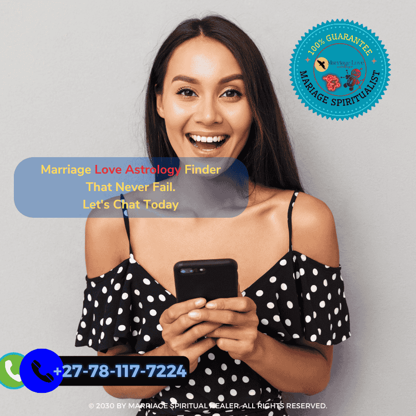 Young woman reading a mobile app’s love horoscope